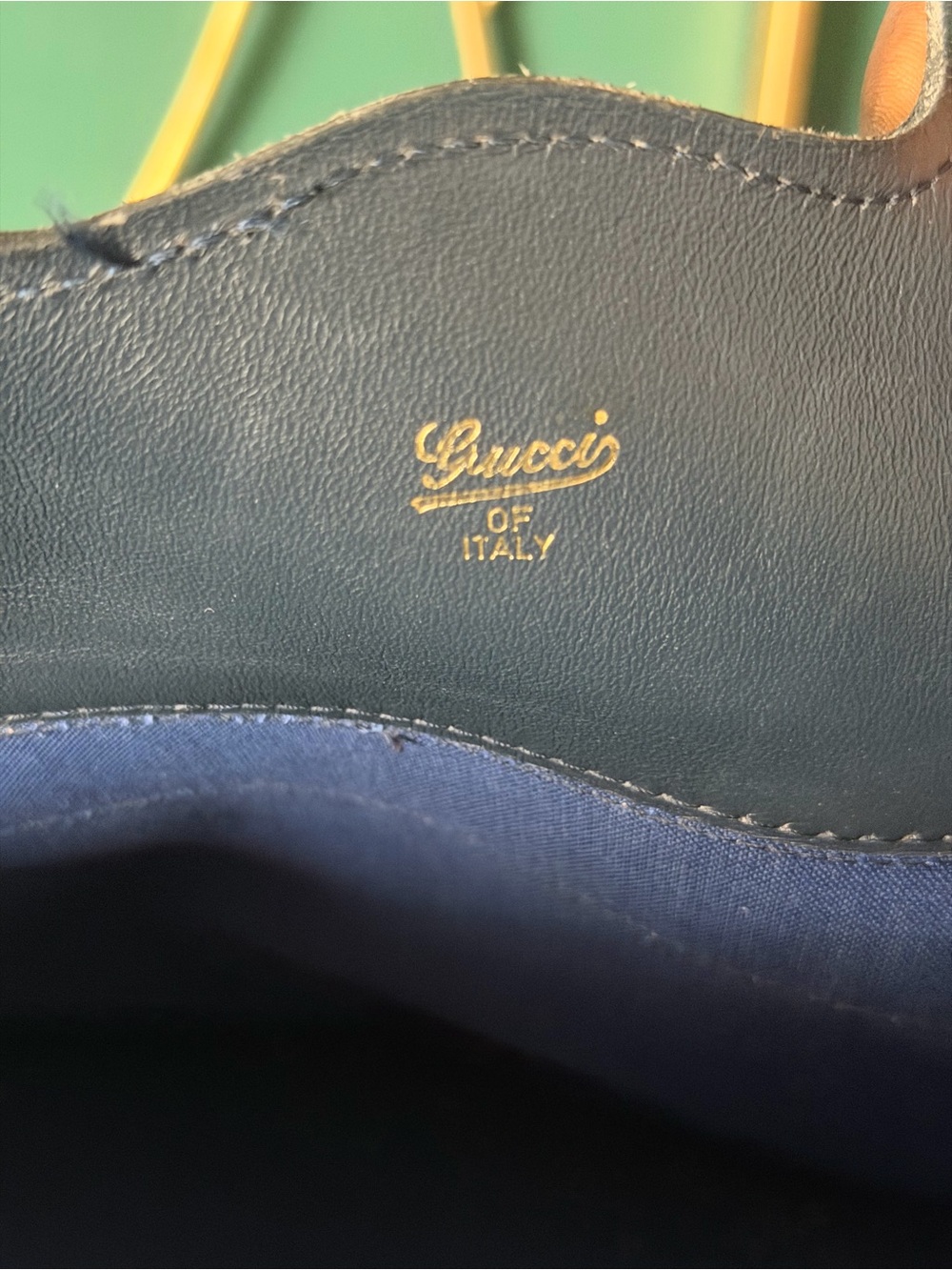 Gucci Navy Blue Leather Tote - Picture 5 of 10